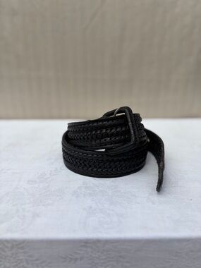Black Braided Leather Men's Belt -